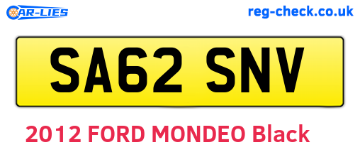 SA62SNV are the vehicle registration plates.