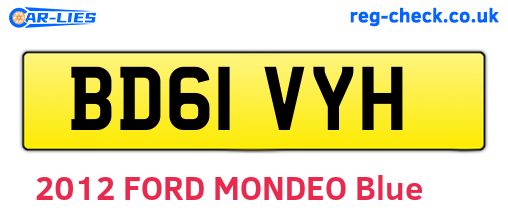 BD61VYH are the vehicle registration plates.