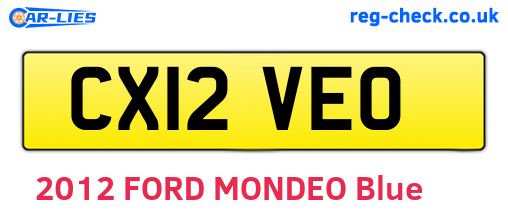 CX12VEO are the vehicle registration plates.