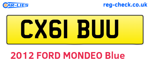 CX61BUU are the vehicle registration plates.