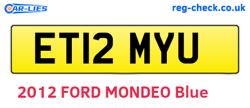 ET12MYU are the vehicle registration plates.