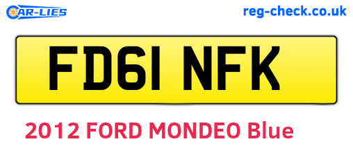 FD61NFK are the vehicle registration plates.