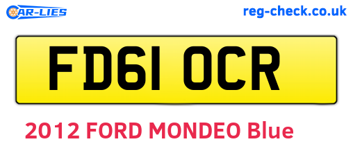 FD61OCR are the vehicle registration plates.