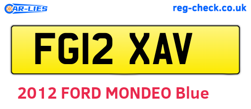 FG12XAV are the vehicle registration plates.