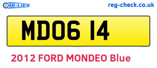 MDO614 are the vehicle registration plates.