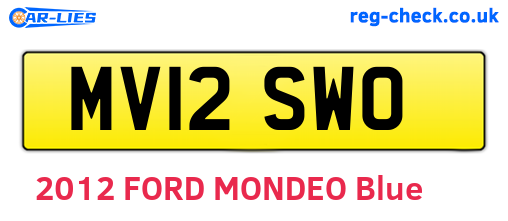 MV12SWO are the vehicle registration plates.