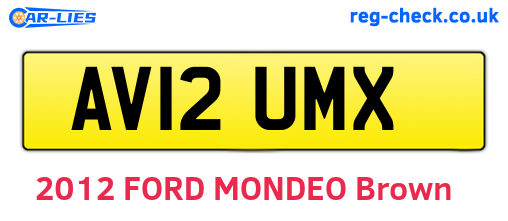 AV12UMX are the vehicle registration plates.