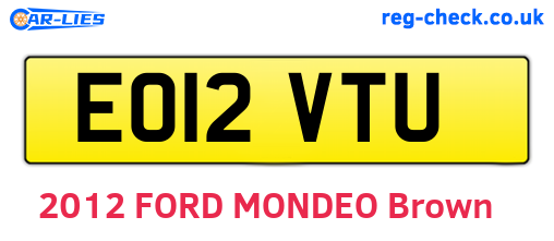 EO12VTU are the vehicle registration plates.