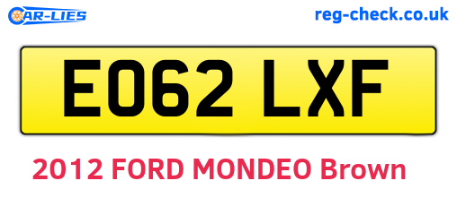 EO62LXF are the vehicle registration plates.