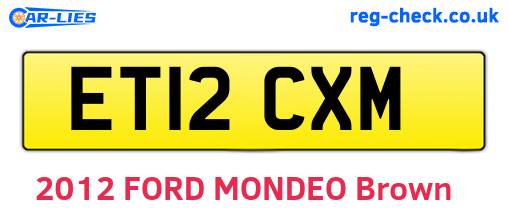 ET12CXM are the vehicle registration plates.