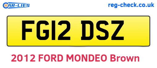 FG12DSZ are the vehicle registration plates.