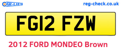 FG12FZW are the vehicle registration plates.