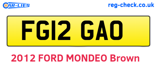 FG12GAO are the vehicle registration plates.