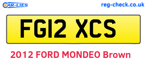 FG12XCS are the vehicle registration plates.