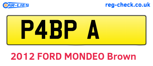 P4BPA are the vehicle registration plates.