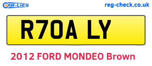 R70ALY are the vehicle registration plates.