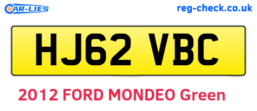 HJ62VBC are the vehicle registration plates.