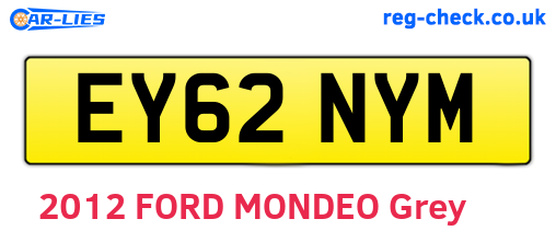 EY62NYM are the vehicle registration plates.