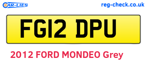 FG12DPU are the vehicle registration plates.