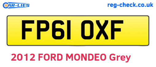 FP61OXF are the vehicle registration plates.