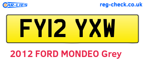 FY12YXW are the vehicle registration plates.