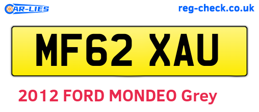 MF62XAU are the vehicle registration plates.