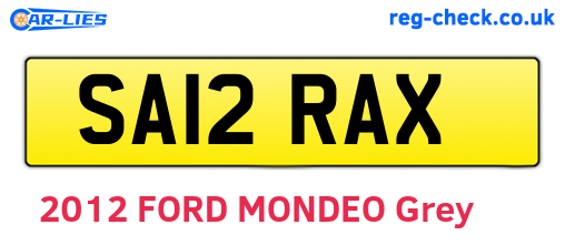 SA12RAX are the vehicle registration plates.