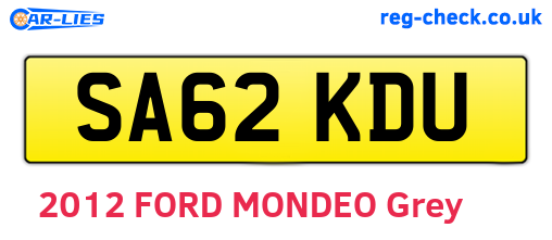 SA62KDU are the vehicle registration plates.