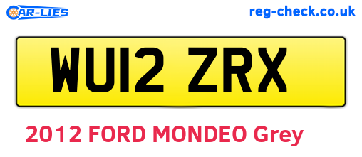 WU12ZRX are the vehicle registration plates.