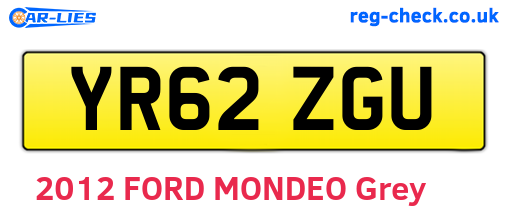 YR62ZGU are the vehicle registration plates.