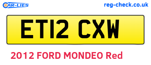 ET12CXW are the vehicle registration plates.