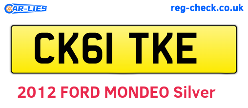 CK61TKE are the vehicle registration plates.