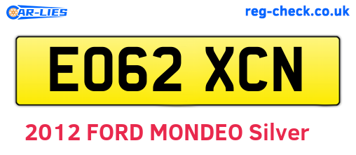 EO62XCN are the vehicle registration plates.