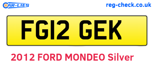 FG12GEK are the vehicle registration plates.