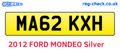 MA62KXH are the vehicle registration plates.