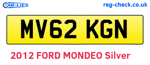 MV62KGN are the vehicle registration plates.