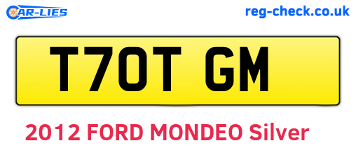 T70TGM are the vehicle registration plates.