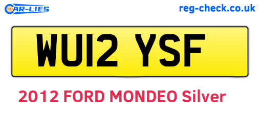 WU12YSF are the vehicle registration plates.