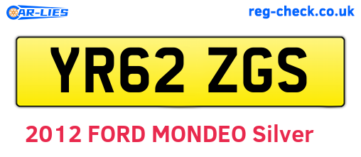 YR62ZGS are the vehicle registration plates.