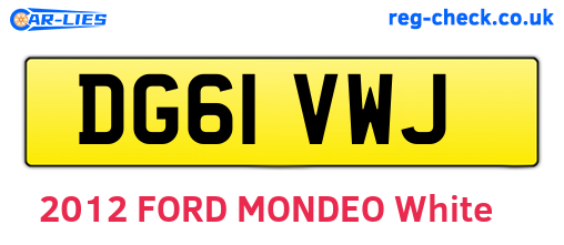 DG61VWJ are the vehicle registration plates.