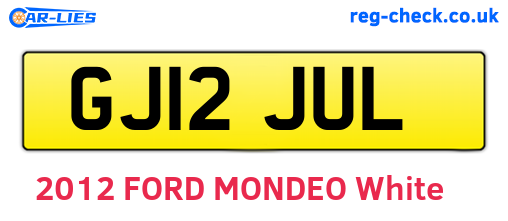 GJ12JUL are the vehicle registration plates.
