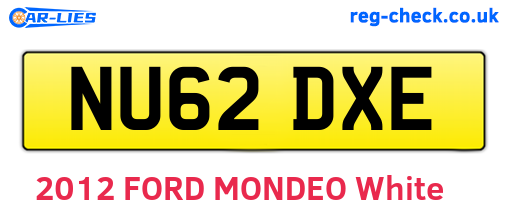 NU62DXE are the vehicle registration plates.
