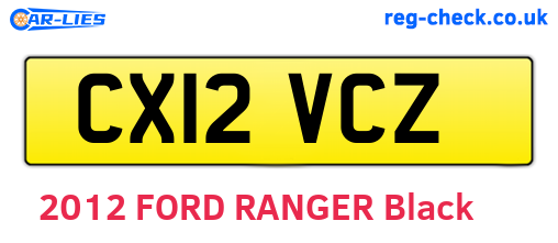 CX12VCZ are the vehicle registration plates.