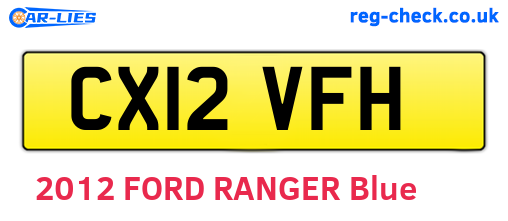 CX12VFH are the vehicle registration plates.