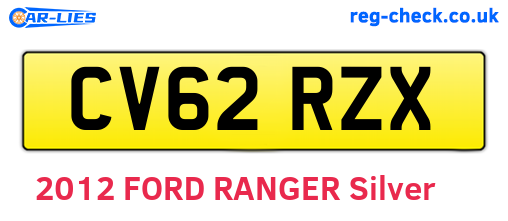 CV62RZX are the vehicle registration plates.
