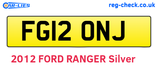 FG12ONJ are the vehicle registration plates.