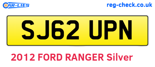 SJ62UPN are the vehicle registration plates.