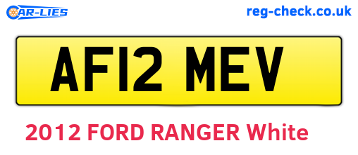 AF12MEV are the vehicle registration plates.