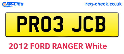 PR03JCB are the vehicle registration plates.