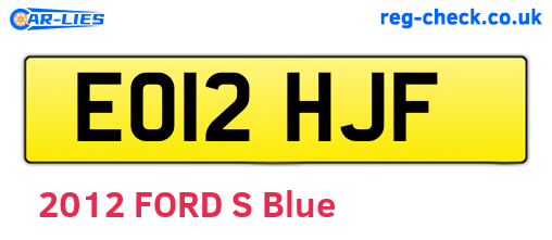 EO12HJF are the vehicle registration plates.